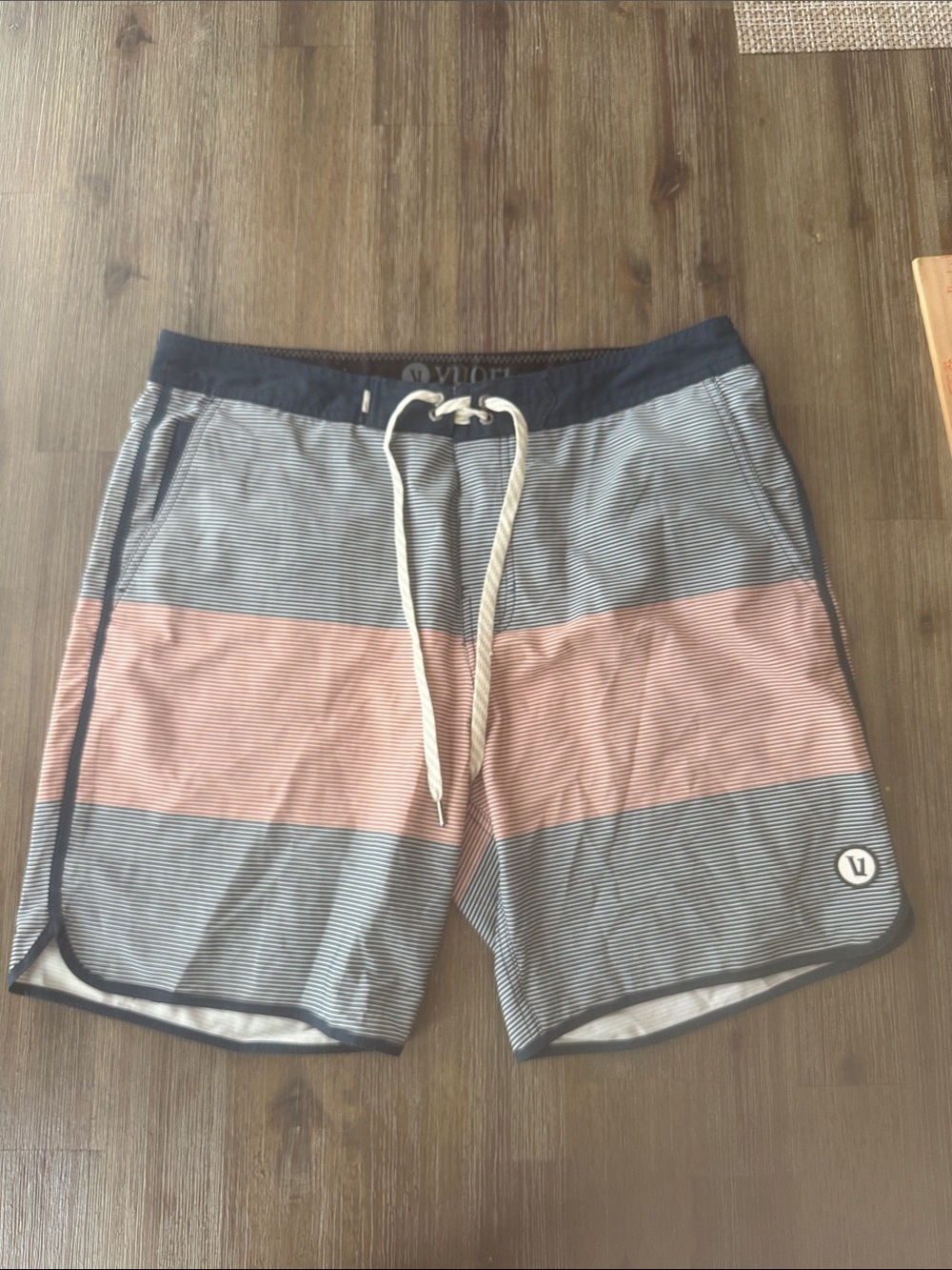 Men's Cruise Board Striped Blue and orange Swim Trunks size 34